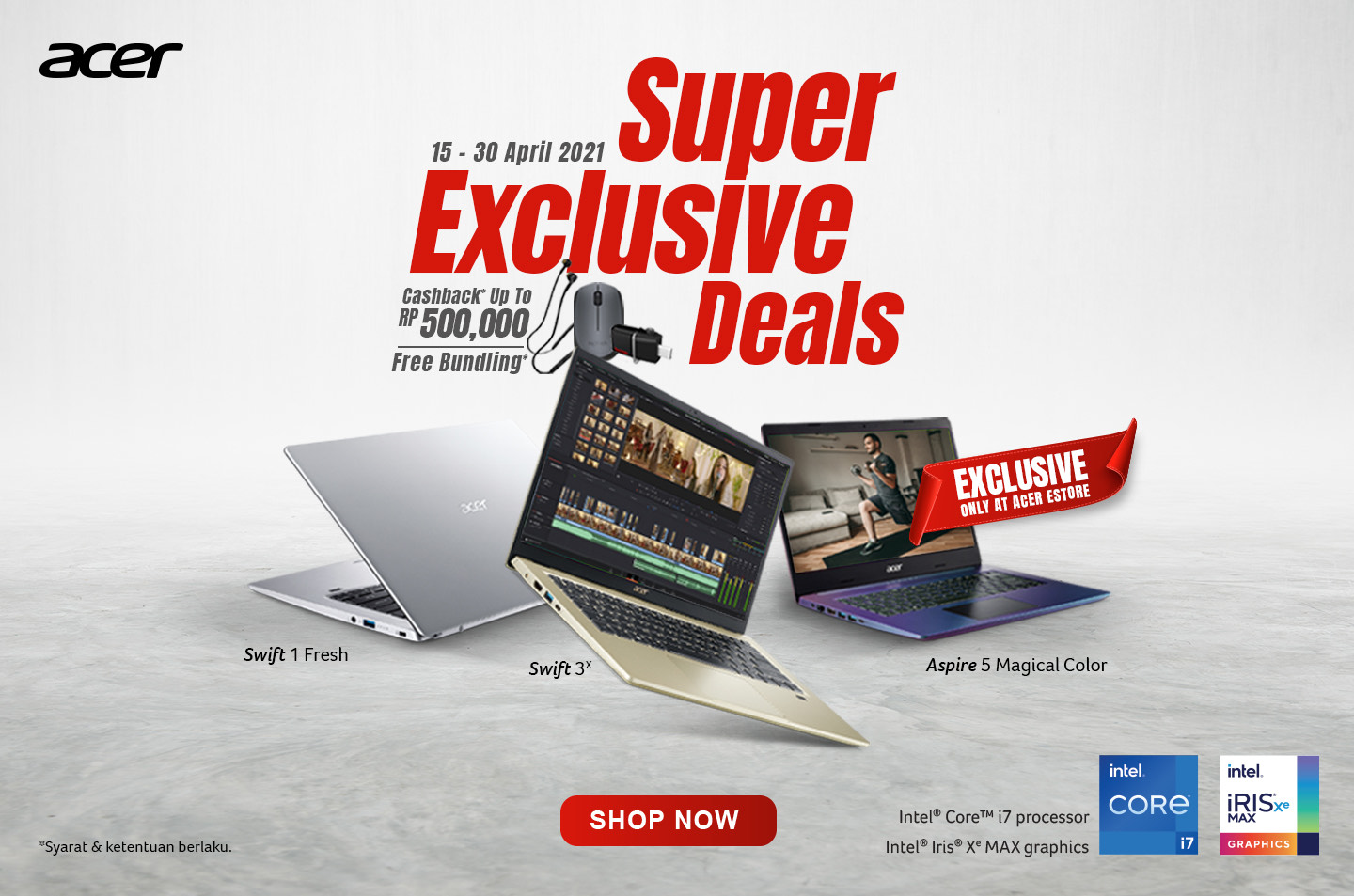 Promo Super Exclusive Deals, Beli Laptop Cashback 500 Ribu & Bundling!